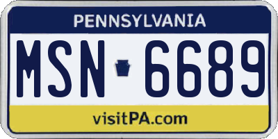 PA license plate MSN6689