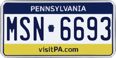 PA license plate MSN6693