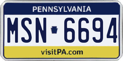 PA license plate MSN6694