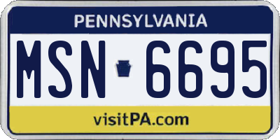 PA license plate MSN6695
