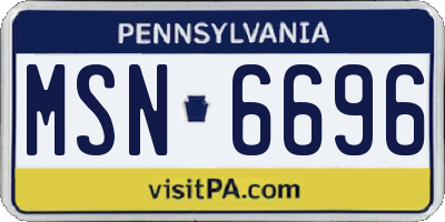 PA license plate MSN6696