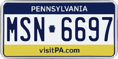 PA license plate MSN6697