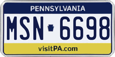 PA license plate MSN6698