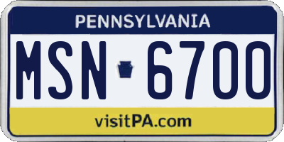 PA license plate MSN6700