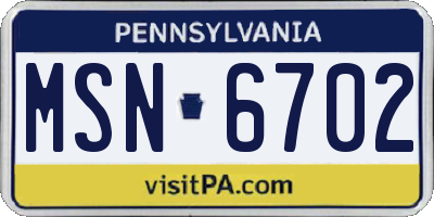 PA license plate MSN6702