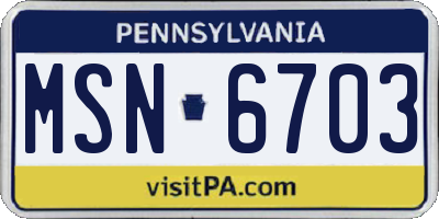 PA license plate MSN6703