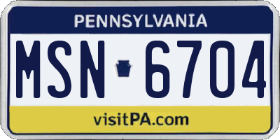 PA license plate MSN6704