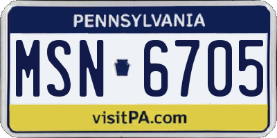 PA license plate MSN6705