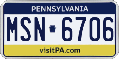 PA license plate MSN6706