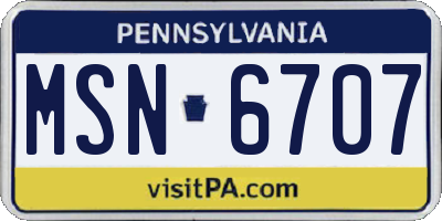 PA license plate MSN6707