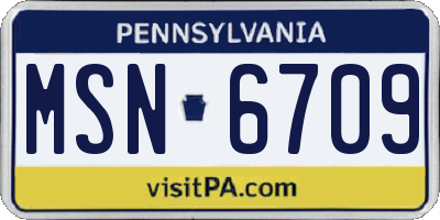 PA license plate MSN6709