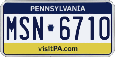 PA license plate MSN6710