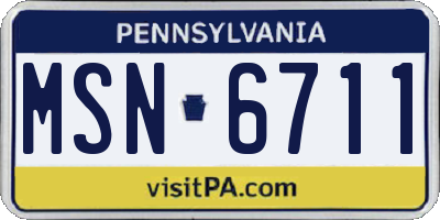 PA license plate MSN6711