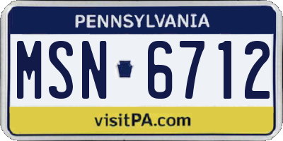 PA license plate MSN6712