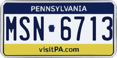 PA license plate MSN6713