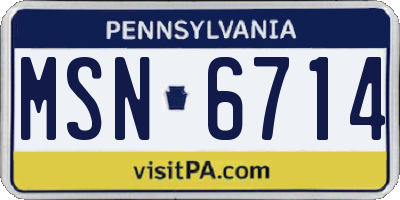 PA license plate MSN6714