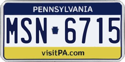 PA license plate MSN6715