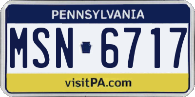PA license plate MSN6717