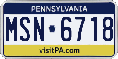 PA license plate MSN6718