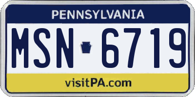 PA license plate MSN6719