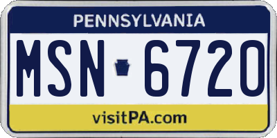 PA license plate MSN6720