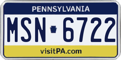 PA license plate MSN6722