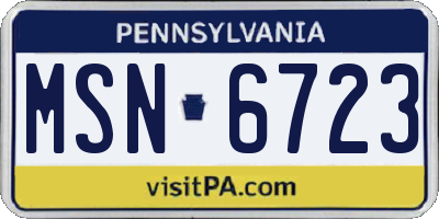 PA license plate MSN6723