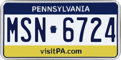 PA license plate MSN6724
