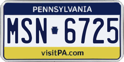 PA license plate MSN6725
