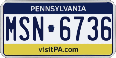 PA license plate MSN6736
