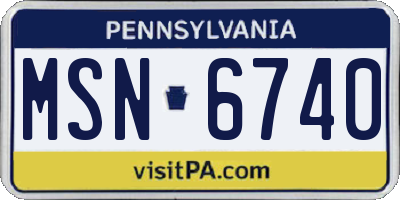 PA license plate MSN6740