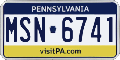 PA license plate MSN6741