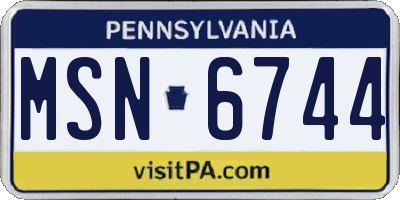 PA license plate MSN6744
