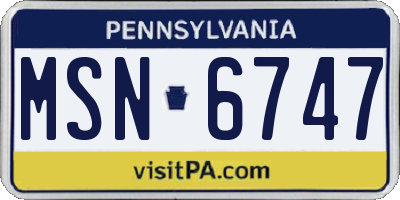 PA license plate MSN6747