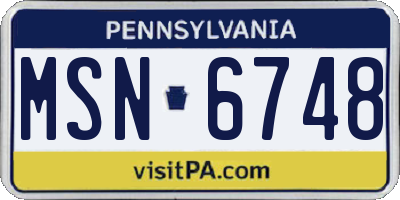 PA license plate MSN6748