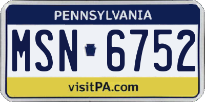PA license plate MSN6752