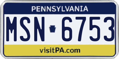 PA license plate MSN6753