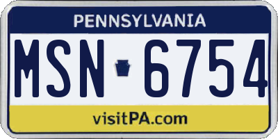 PA license plate MSN6754