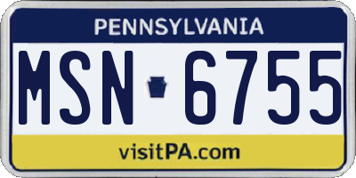 PA license plate MSN6755