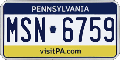 PA license plate MSN6759