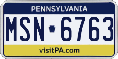 PA license plate MSN6763