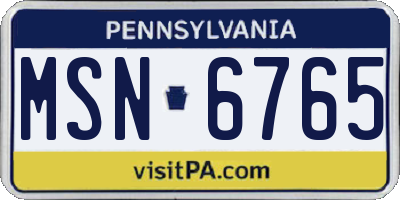 PA license plate MSN6765