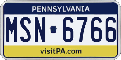 PA license plate MSN6766