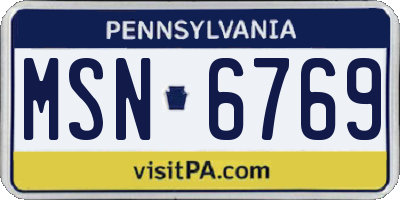 PA license plate MSN6769