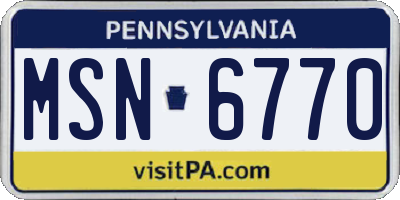 PA license plate MSN6770