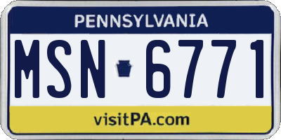 PA license plate MSN6771