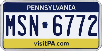PA license plate MSN6772
