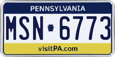 PA license plate MSN6773