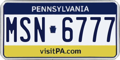 PA license plate MSN6777