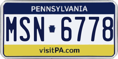PA license plate MSN6778
